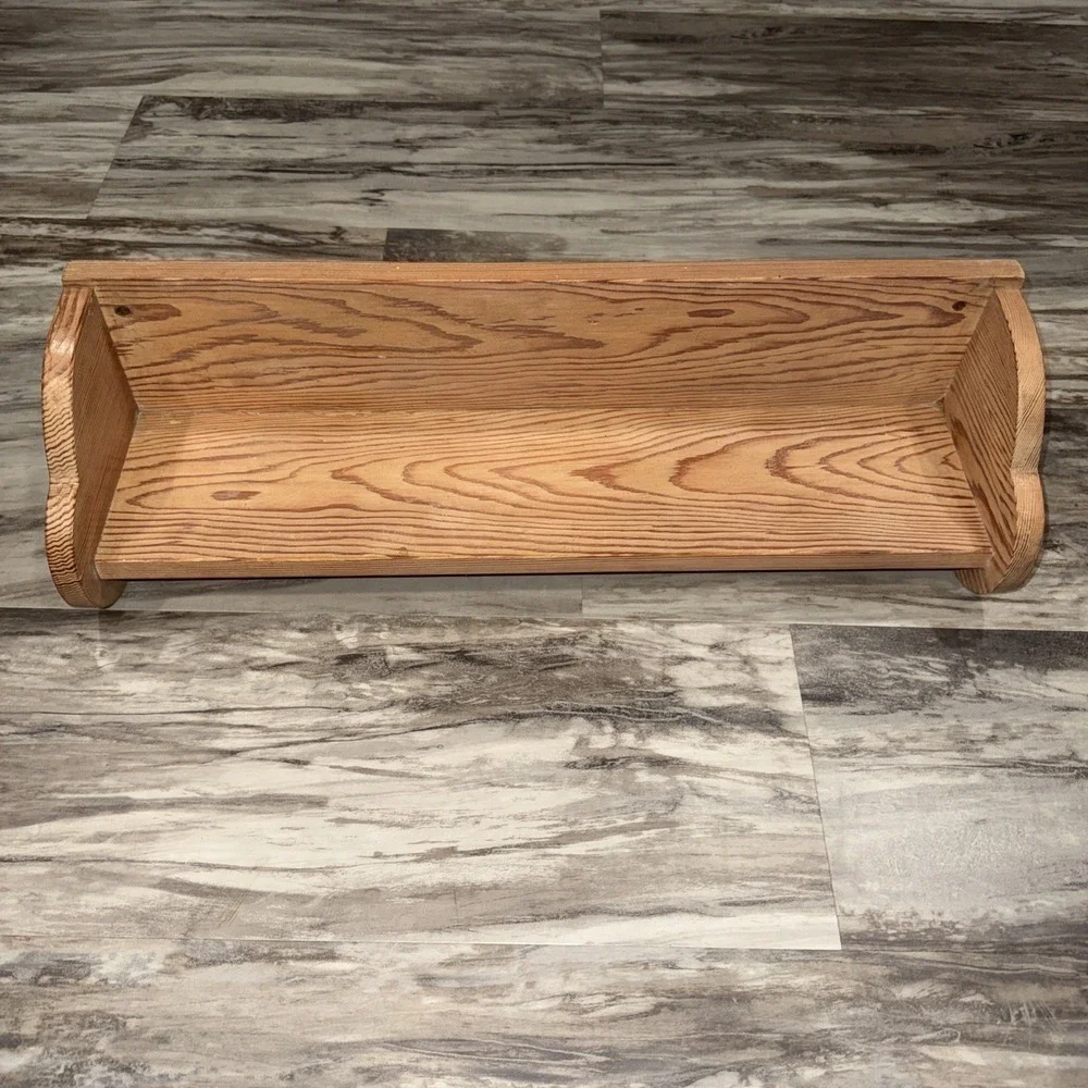 Vintage Heavy Rustic Primitive Country Wood Wall Corbel Shelf 25.5 In Cottage